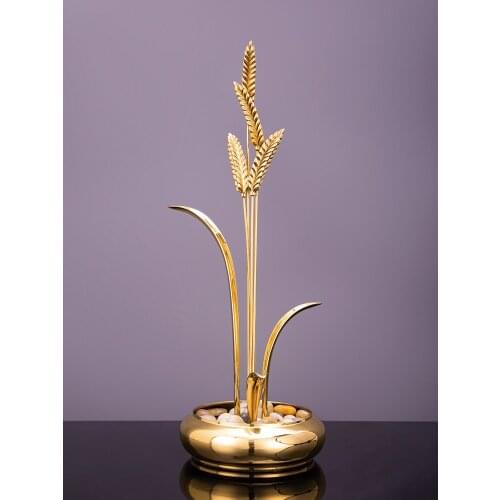 Modern housewarming new home opening gift light luxury high-end new Chinese brass barley ornaments living room entrance decorati
