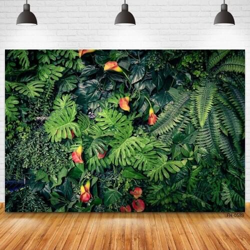 Tropical Jungle Photography Backgrounds Summer Green Leaves Flower Baby Birthday Party Newborn Backdrops Photocall Photo Studio