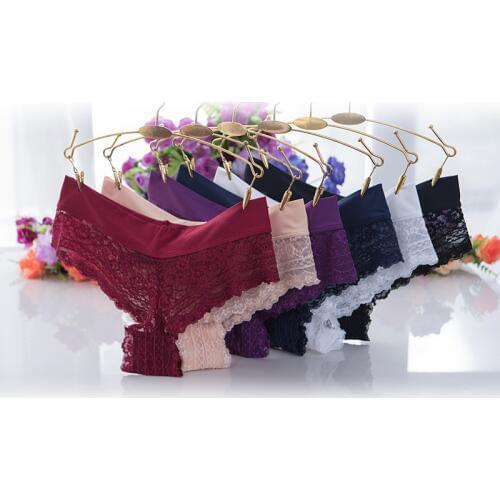 Hot Sale 3 PCS Sexy Lace Thong Panties Low-Rise String Women Transparent Cotton Pants For Women Thong Underwear