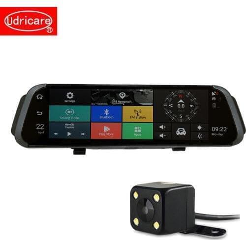 Udricare 10 inch 4G SIM Card Android WiFi Bluetooth GPS Navigation DVR Video Recorder Dual Lens Rear View Camera Parking Mirror