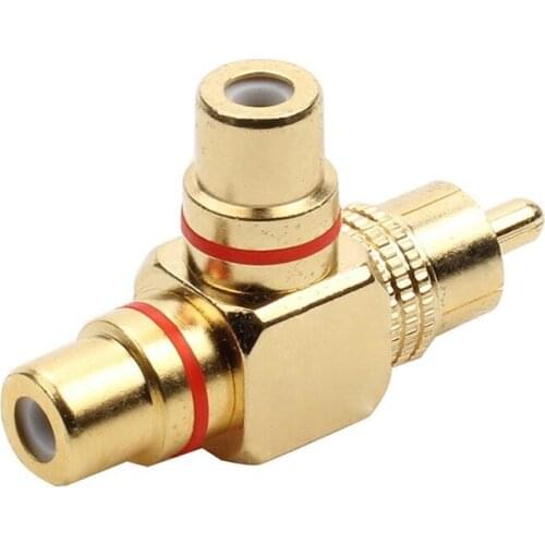 High Quality Gold Plated RCA Male To 2 Female RCA Splitter Adapter AV Video Audio T Plug RCA 3 Way Plug R Connector