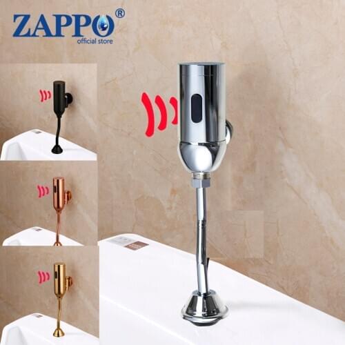 ZAPPO Urinal Bathroom Accessorie Toilet Automatic Flush Valve Sensor Urinal Wall Mounted Touch Faucet Urinal Matte Black Golden