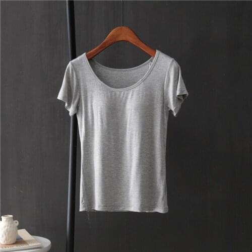 Modal Padded Women T-shirts Summer New O-Neck Short-Sleeved Loose Casual All Match Running Female Pulls Tops