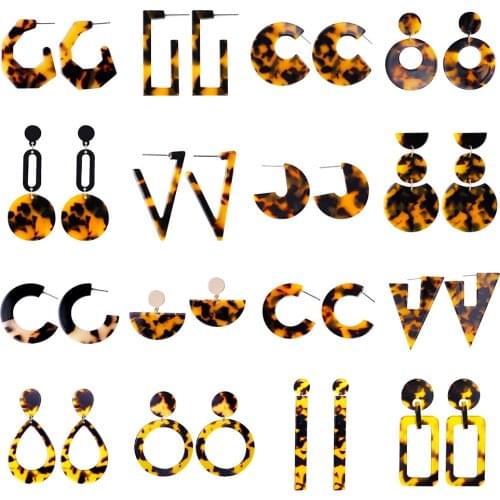 SOHOT 2018 Newest Women Acetic Acid Tortoiseshell Drop Earrings Vintage Resin Trendy European Charms Party Jewelry Brincos Gift