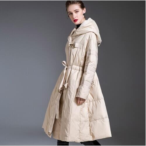2020 winter new fashion thick mid-length creamy-white down jacket Korean style a-line big hem cape skirt down jackets women coat