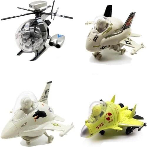 1pcs Q Version 4D Plastic Assemble Airplane Fighter 9cm Cute Small Helicopter Toy For Children
