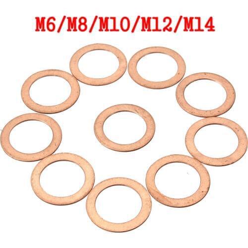 10PCS M6/M8/M10/M12/M14 Universal Standard Copper Motorcycle Motorbike Braided Clutch Brake Hose Banjo Seal Washers