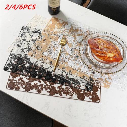 2/4/6Pcs/lot Placemat Pvc Dining Table Mat Disc Pads Bowl Pad Coasters Waterproof Table Cloth Pad Slip-Resistant Pad