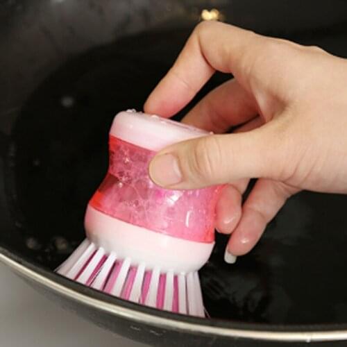 2PCS Pressure Liquid Pot Washing Brush Automatic Liquid Filling Brush For Home Creative Cleaning Hydraulic Brush For Kitchen