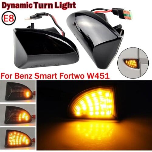 2pcs LED Dynamic Sequential Blinker Side Marker Turn Signal Light For Mercedes Benz Smart Fortwo W451 Coupe Cabrio 2007-2014