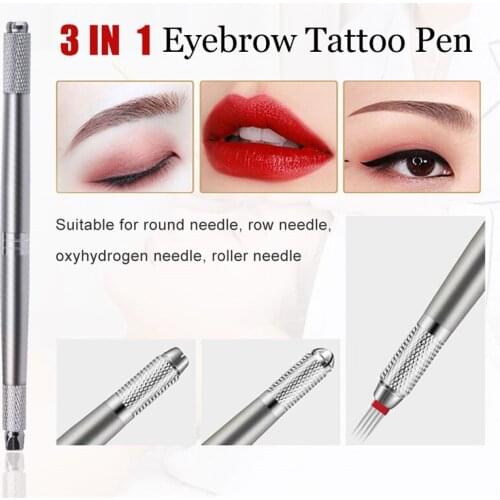 3 In 1 3D Tattoo Makeup Pen Microblading Pen Kit Highn Quality Microblading Classic Manual Eyebrow Tattoo Gun