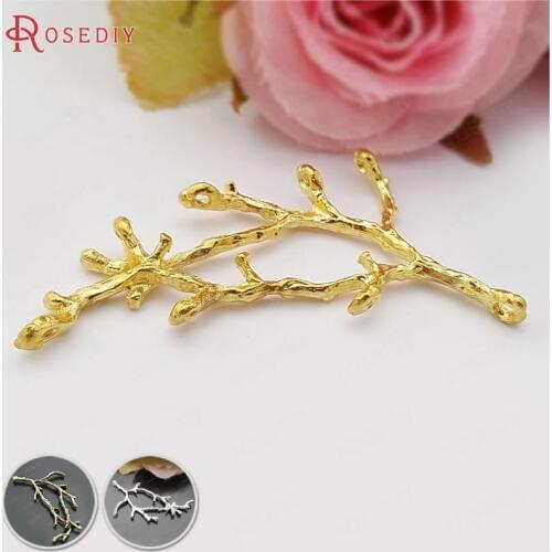 31227)10PCS 52x30MM Gold Color Zinc Alloy Tree Branch Connector Charms Pendants Diy Jewelry Findings Accessories wholesale
