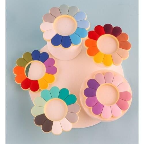 Kovict 5/10pcs Silicone Teether Colored Flowers Food Grade Silicone Pendants DIY Pacifier Chain Accessories Baby Molar Toys