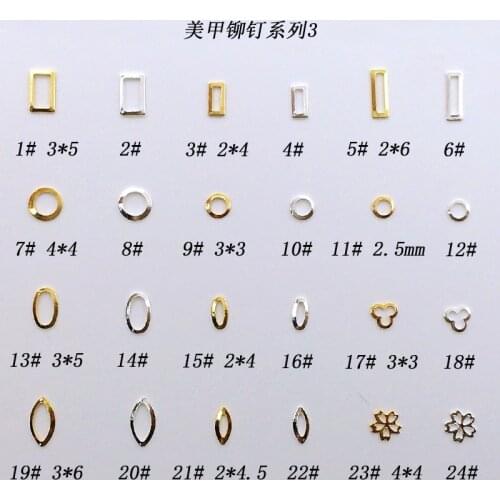 500pcs/bag Japanese 3D Nail Art Decorations Alloy Stud Rivet Hollow Rectangle Leaf Flower Nail Accessories DIY Nail Parts