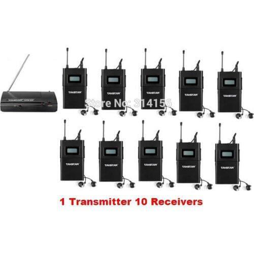 Takstar wpm-200/ wpm200 Wireless Monitor System UHF In-Ear Stereo Wireless Headset Stage monitors 1 Transmitter +10 Receivers
