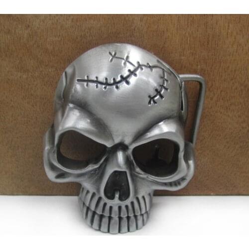 BuckleClub retro 3D skull belt buckle jeans gift cowboy belt buckle FP-03361 pewter FINISH for men drop shipping