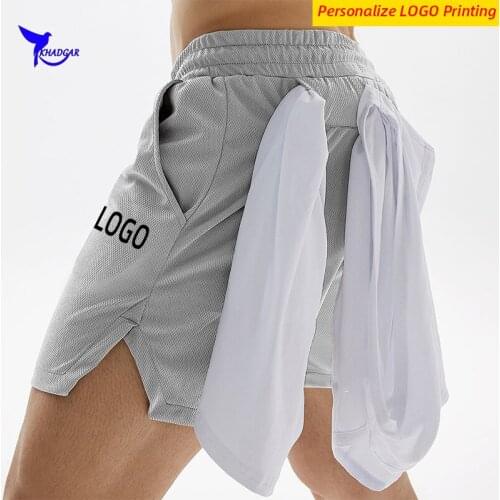 Personalize LOGO Quick Dry Running Shorts Men Gym Fitness Sport Bermuda Jogging Short Pants Summer Beach Boardshorts with Pocket