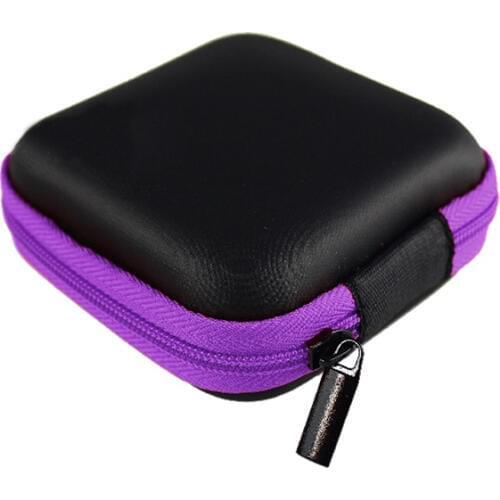 Mini Zipper Hard Headphone Case PU Leather Earphone Storage Bag Protective USB Cable Organizer Portable Earbuds Pouch box