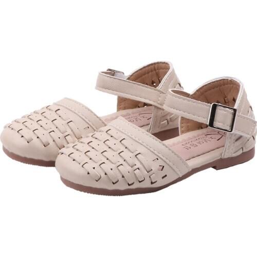 CUZULLAA 2020 Spring Summer New Girls Knitted Half Sandals Baby Girls Hollow Shoes Children Non-slip Breathable Sandals