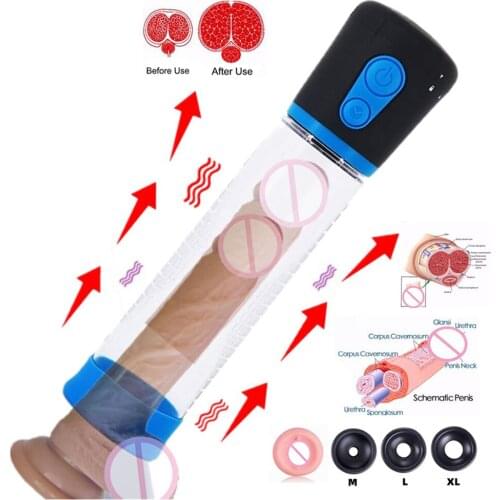 Electric Penis Pump Sex Toys for Men Male Masturbator Penis Extender Penile Vacuum Pump Penis Enlargement Enhancer Massager Ring