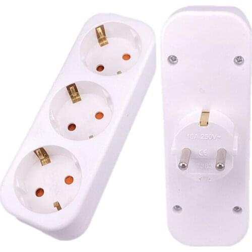 Hot 250V 16A 1 to 3 EU Plug Sockets Outlet ,AC Power Charger Wall Socket Plug Mains Strip Adapter