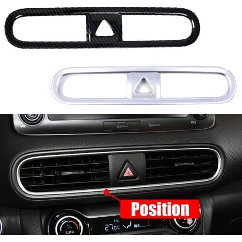 JEAZEA Silver/Carbon ABS Car Air Outlet Vent Cover Trim Auto Central Console Frame Sequins Fit For Hyundai Kona Encino 2018 2019