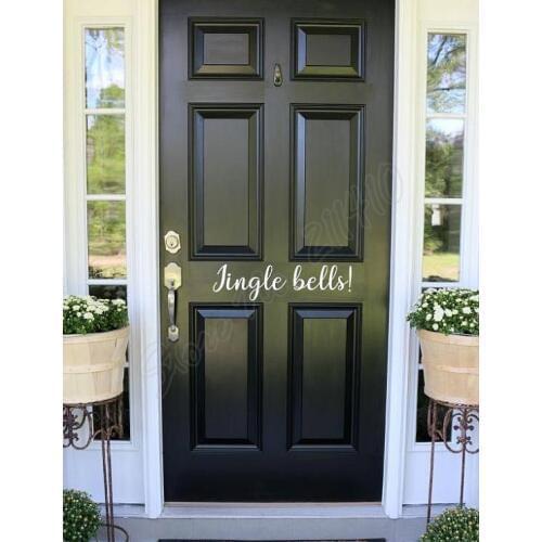 Jingle Bells Christmas Wall Stickers Home Front Door Decor Bedroom Glass Door Decoration Wall Decals B326
