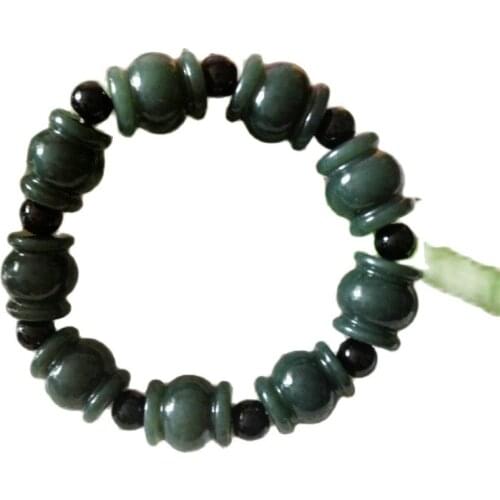 Chinese Hand Carving Natural Jade And Tian Jade Drum Bracelet