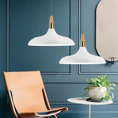 Kitchen White Pendant Lights Bedroom Modern Ceiling Lamp Shop Lighting Bar Office Wood Light Home Indoor Lights Bulb For Free