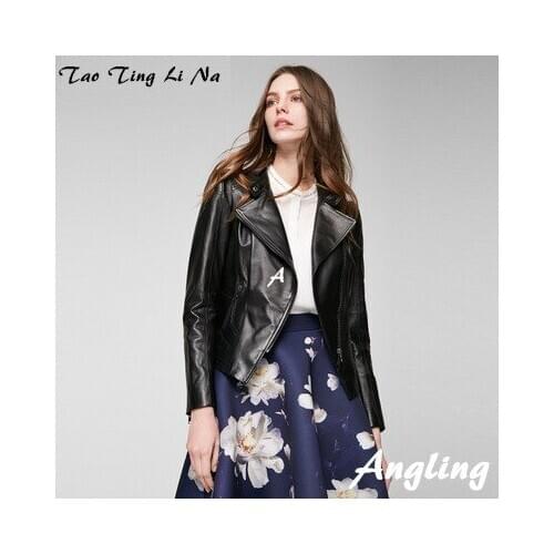 Top brand Women Spring 2020 Genuine Real Sheep Leather Jacket W6 high quality