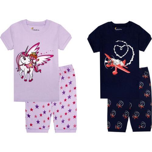 TINOLULING boys girls summer short sleeve cotton pajamas unicorn pajama children pyjamas kids pijamas for 1-8years