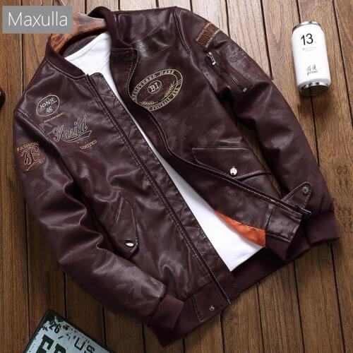 Maxulla Mens PU Leather Jacket Fashion Man Biker Punk Motorcycle Jackets Casual Outwear Faux Leather Bomber Coats Mens Clothing
