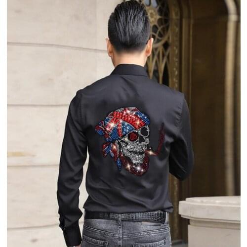 2021 Summer Diamond stone Shirts Men Short Sleeve Hot drill slim fit Button Shirts M-4XL