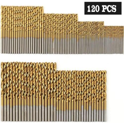 Titanium Twist Drill Bit Set 120 Pcs HSS Jobber Drill Bits for Metal Steel Wood Plastic Coppe Aluminum Alloy 1mm to 3.5mm