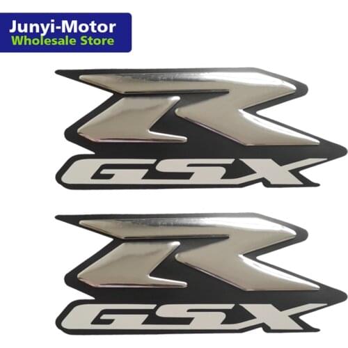 2Pcs Silver 3D Fairing Tank Logo Decal Sticker For Suzuki GSX-R GSXR 600 750 1000 1100 Motorcycle/Cruisers/Chopper Racing Emblem