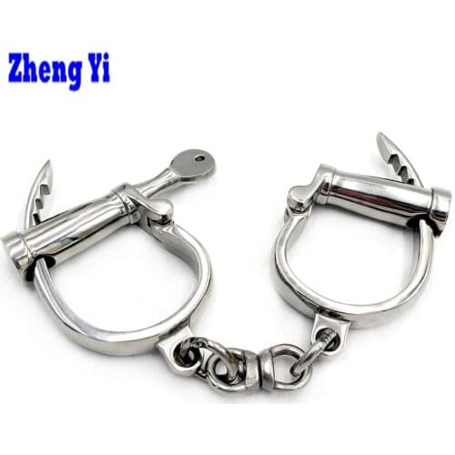 2020 Horseshoe Hi-Q Stainless Steel Handcuffs Metal Wrist Cuffs Fetish Slave Manacle Bondage BDSM Sex Toys For Women Man Couples