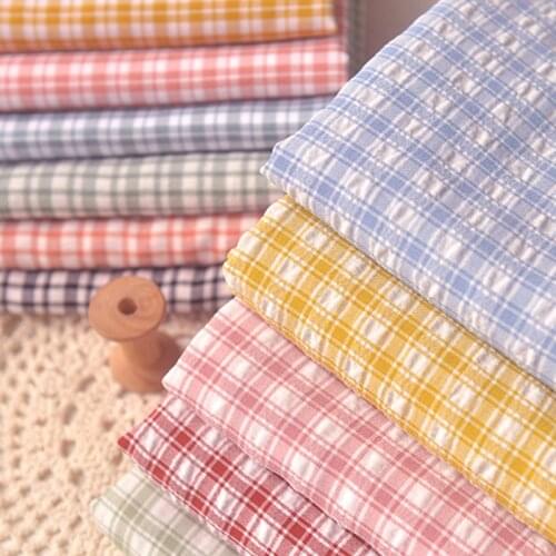 New Plaid Anti-Wrinkle Polyester Fabric for Dress Top Clothing Picnic Mat Handmade DIY Fabric
