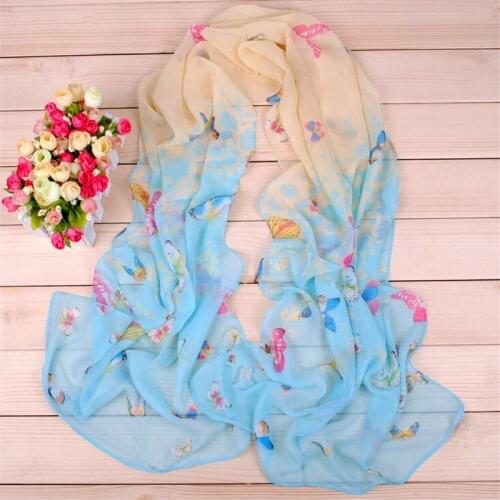 New 155*50cm Fashion Chiffon Printed Scarves Women Long Scarf Butterfly Flower Wholesale Clothing Accessories --3122