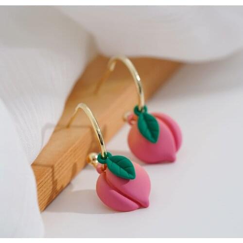 2021 new trendy pea chinternet celebrity earrings female special design pink girl short fashion ear jewelry