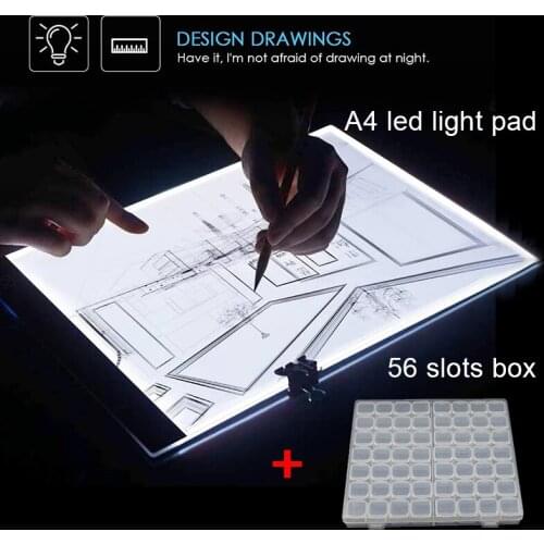New Kits Diamond Painting 56 Slots Container Storage Box Diamant Painting LED Tools A4 Light Pad Board Accessories Set Lichtbak
