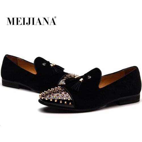 MEIJIANA New Customized Luxury Men Loafers Nubuck Leather Handmade Fashion Tassel Mens Shoes Spring/autumn Banquet Loafers Shoes