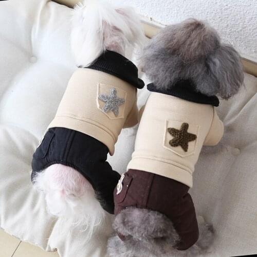 NEW Winter Jumpsuit for Dogs Warm Fleece Five-Star Patch Leisure Four-legged Clothes Dog Clothes