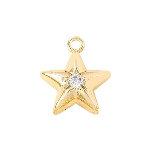 Factory Wholesale Gold Color Brass And Zircon Star Charms Pendants Necklace And Bracelet Earring Diy Jewelry Accessories
