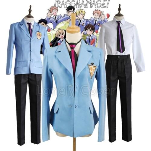 Ouran High School Cosplay Costume Blue Suit Haruhi Kyoya Hikaru Takashi Host Club Tamaki Suou Suit School Uniform Boys Girls