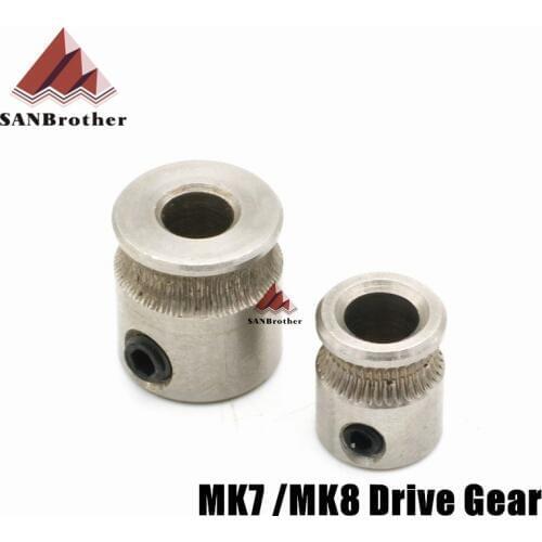 MK8 / MK7 Extruder Drive Gear Bore 5mm For 1.75mm and 3.0mm Hobbed Gear For Makerbot Reprap Mendel High Quality Stainless Steel
