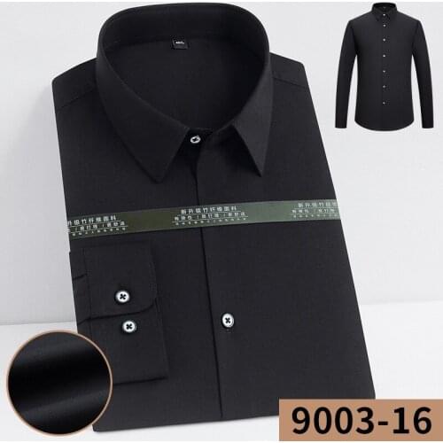 Black Shirt Business Non-iron Casual White Shirt for Man Work Pure Color Slim Fit Shirt Men Long Sleeve Shirt Mens Dress Shirts