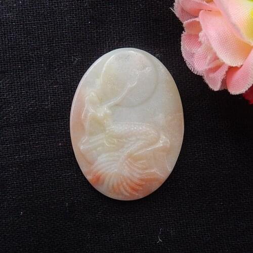 Special offer! Carved Amazonite Jewelry fashion Natural stone beautiful pendant necklace Cabochons 40x30x4mm，8.4g