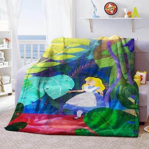 Disney Alice Wonderland Princess Snow White Comfortable Soft Blanket Cartoon Characters Warm Girls Baby Children Children Gift