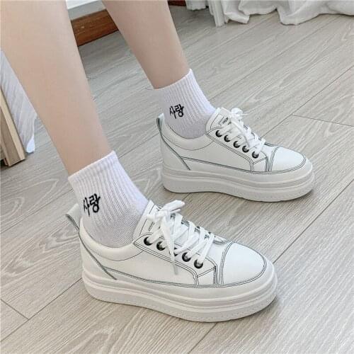 Spring new womens sneakers Muffin thick bottom non-slip fashion car stitching lace comfortable comfortable womens shoes U21-34