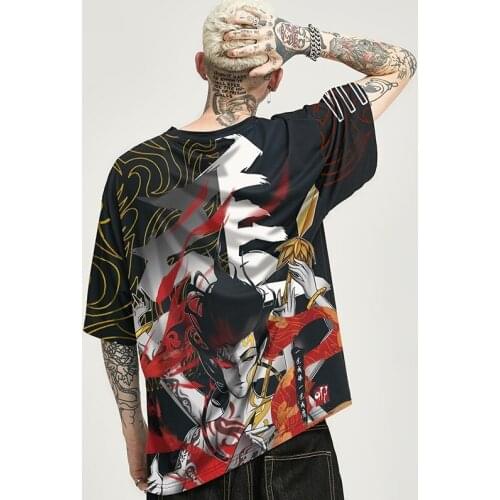 Samurai Japanese T Shirt Black Cotton Men Hip Hop Streetwear Men Tee Shirt Tops Short Sleeve Cotton Fitness T-Shirts ZZ474